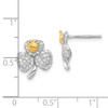 Lex & Lu Sterling Silver w/Rhodium & Gold-tone Polished CZ Clover Post Earrings - 3 - Lex & Lu