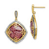 Lex & Lu Sterling Silver Gold-tone CZ and Cracked Red CZ Dangle Post Earrings - Lex & Lu