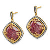 Lex & Lu Sterling Silver Gold-tone CZ and Cracked Red CZ Dangle Post Earrings - 2 - Lex & Lu