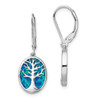 Lex & Lu Sterling Silver w/Rhodium Created Opal Tree of Life Leverback Earrings - Lex & Lu