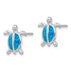 Lex & Lu Sterling Silver w/Rhodium Blue Created Opal Turtle Post Earrings - 2 - Lex & Lu