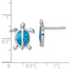 Lex & Lu Sterling Silver w/Rhodium Blue Created Opal Turtle Post Earrings - 4 - Lex & Lu