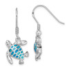 Lex & Lu Sterling Silver w/Rhodium Blue Created Opal Turtle Earrings - Lex & Lu