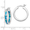 Lex & Lu Sterling Silver w/Rhodium Blue Created Opal In & Out Hoops - 4 - Lex & Lu