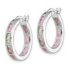 Lex & Lu Sterling Silver w/Rhodium Pink Created Opal In & Out Hoops - 2 - Lex & Lu