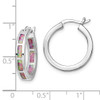 Lex & Lu Sterling Silver w/Rhodium Pink Created Opal In & Out Hoops - 4 - Lex & Lu