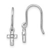 Lex & Lu Sterling Silver Diamond Cross Dangle Shepherds Hook Earrings - Lex & Lu Lex & Lu Sterling Silver Diamond Cross Dangle Shepherds Hook Earrings - Lex & Lu