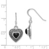 Lex & Lu Sterling Silver Onyx Heart Marcasite Earrings - 4 - Lex & Lu