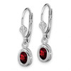 Lex & Lu Sterling Silver 6x4mm Oval Garnet Leverback Earrings - 2 - Lex & Lu