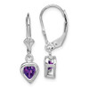 Lex & Lu Sterling Silver 5mm Heart Amethyst Leverback Earrings - Lex & Lu