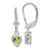 Lex & Lu Sterling Silver 5mm Heart Peridot Leverback Earrings - Lex & Lu