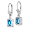 Lex & Lu Sterling Silver 7x5mm Emerald Cut Blue Topaz Leverback Earrings - 2 - Lex & Lu