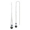 Lex & Lu Sterling Silver Black & Turmarine Crystal Threader Earrings - Lex & Lu