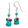Lex & Lu Sterling Silver Dyed Howlite/Turquoise/Red Coral Earrings - Lex & Lu