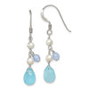 Lex & Lu Sterling Silver Blue Topaz/Blue Agate/FW Cultured Pearl Earrings - Lex & Lu