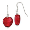 Lex & Lu Sterling Silver Red Murano Glass Heart Earrings - Lex & Lu