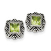 Lex & Lu Sterling Silver Green CZ Square Earrings - Lex & Lu