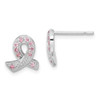 Lex & Lu Sterling Silver Pink CZ Ribbon Earrings - Lex & Lu