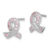 Lex & Lu Sterling Silver Pink CZ Ribbon Earrings - 2 - Lex & Lu