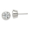 Lex & Lu Sterling Silver 8mm CZ Round Bezel Stud Earrings - Lex & Lu