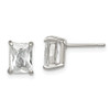 Lex & Lu Sterling Silver Emerald-Cut CZ Stud Earrings LAL110876 - Lex & Lu
