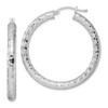 Lex & Lu Sterling Silver w/Rhodium 4.00mm D/C Hoop Earrings LAL110926 - Lex & Lu