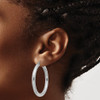 Lex & Lu Sterling Silver w/Rhodium 4.00mm D/C Hoop Earrings LAL110926 - 3 - Lex & Lu