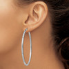 Lex & Lu Sterling Silver w/Rhodium 2.50mm Satin D/C Hoop Earrings LAL110928 - 3 - Lex & Lu