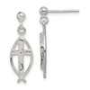 Lex & Lu Sterling Silver Ichthus (fish) Cross Earrings - Lex & Lu