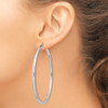 Lex & Lu Sterling Silver w/Rhodium 3mm Round Hoop Earrings LAL110976 - 3 - Lex & Lu