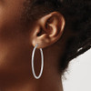 Lex & Lu Sterling Silver w/Rhodium 2mm Satin & D/C Hoop Earrings LAL110980 - 3 - Lex & Lu