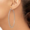 Lex & Lu Sterling Silver w/Rhodium & Satin D/C Hoop Earrings LAL110985 - 3 - Lex & Lu