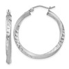 Lex & Lu Sterling Silver w/Rhodium 3.00mm & Satin D/C Twisted Hoop Earrings LAL111018 - Lex & Lu