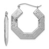 Lex & Lu Sterling Silver w/Rhodium Greek Key Hoop Earrings - Lex & Lu