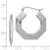 Lex & Lu Sterling Silver w/Rhodium Greek Key Hoop Earrings - 4 - Lex & Lu