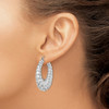 Lex & Lu Sterling Silver w/Rhodium Fancy Hoop Earrings LAL111033 - 3 - Lex & Lu