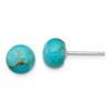 Lex & Lu Sterling Silver 8-8.5mm Button Turquoise Post Earrings - Lex & Lu