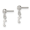 Lex & Lu Sterling Silver Polished T Dangle Post Earrings - 2 - Lex & Lu