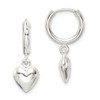 Lex & Lu Sterling Silver Polished Puff Heart Dangle Hoop Earrings - Lex & Lu