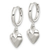 Lex & Lu Sterling Silver Polished Puff Heart Dangle Hoop Earrings - 2 - Lex & Lu