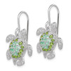 Lex & Lu Sterling Silver Clear, Green and Blue CZ Turtle Dangle Earrings - 2 - Lex & Lu