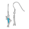 Lex & Lu Sterling Silver Created Blue Opal Inlay Dolphin Dangle Earrings - Lex & Lu