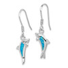 Lex & Lu Sterling Silver Created Blue Opal Inlay Dolphin Dangle Earrings - 2 - Lex & Lu