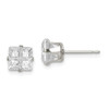 Lex & Lu Sterling Silver 6mm Square CZ 4 Prong Stud Earrings LAL111328 - Lex & Lu