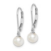 Lex & Lu Sterling Silver w/Rhodium 6-7mm White FWC Pearl Leverback Earrings - 2 - Lex & Lu