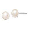 Lex & Lu Sterling Silver 9-10mm White FW Cultured Button Pearl Stud Earrings - Lex & Lu