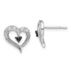 Lex & Lu Sterling Silver Black and White Diamond Heart Post Earrings LAL111430 - Lex & Lu