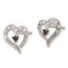 Lex & Lu Sterling Silver Black and White Diamond Heart Post Earrings LAL111430 - 2 - Lex & Lu