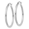 Lex & Lu Sterling Silver w/Rhodium 2mm Round Hoop Earrings LAL111438 - 2 - Lex & Lu