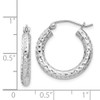Lex & Lu Sterling Silver w/Rhodium D/C 3x20mm Hoop Earrings LALQE8086 - 4 - Lex & Lu